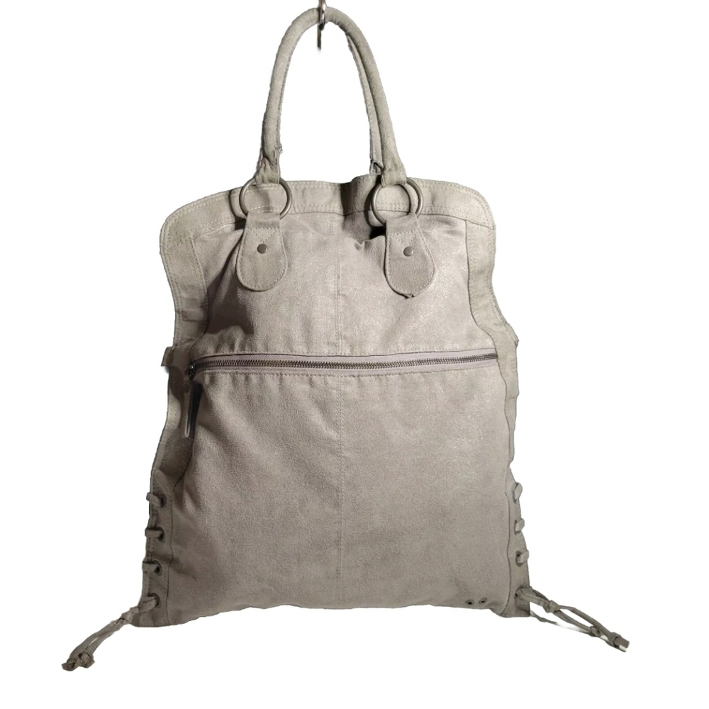Converse One Star Gray Sparkle Tote Messenger Bag Double Handles Laced Side